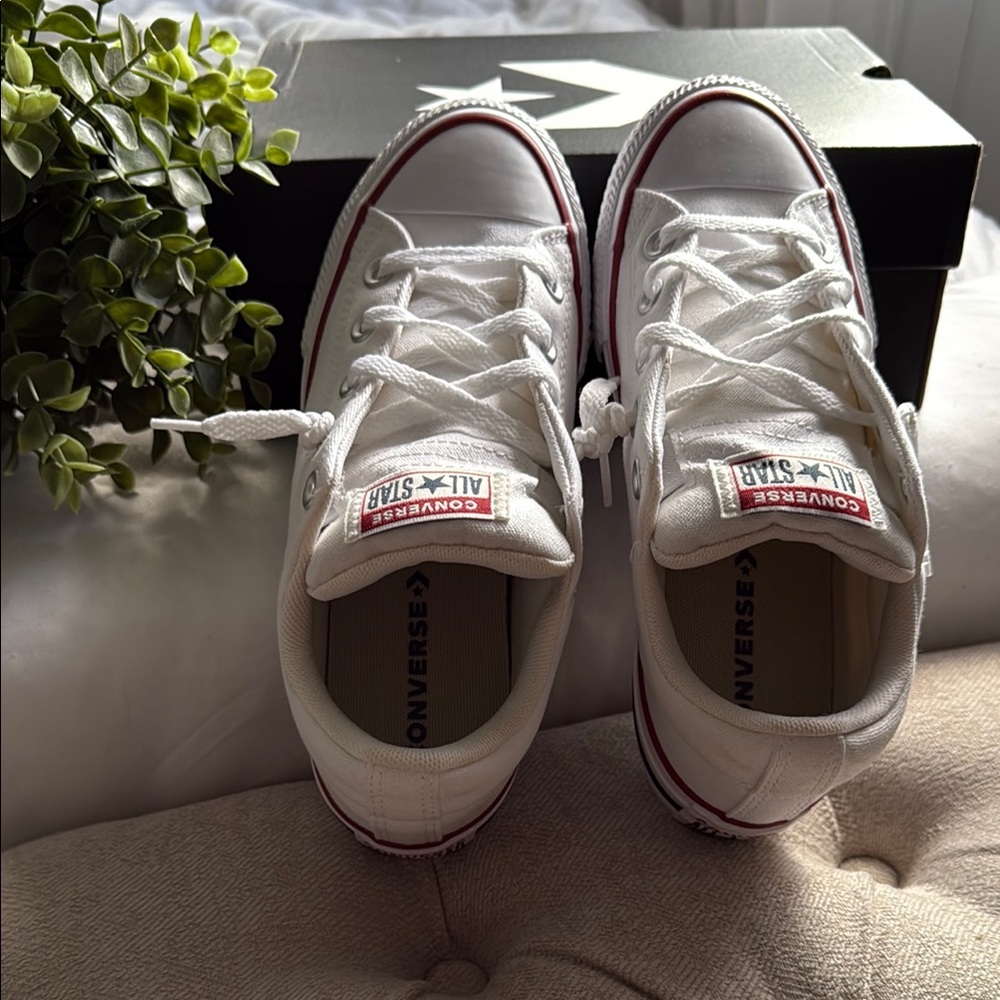 Converse White Canvas Low-Top Sneakers - Picture 3 of 5